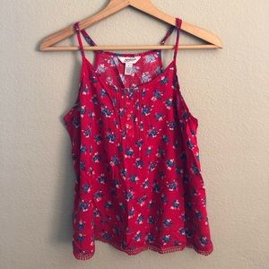 Red flowy tank top